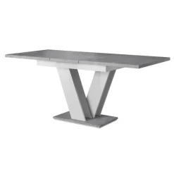 Meubella - Eetkamertafel Moris - Wit - Betonlook - 160 cm - Uitschuifbaar