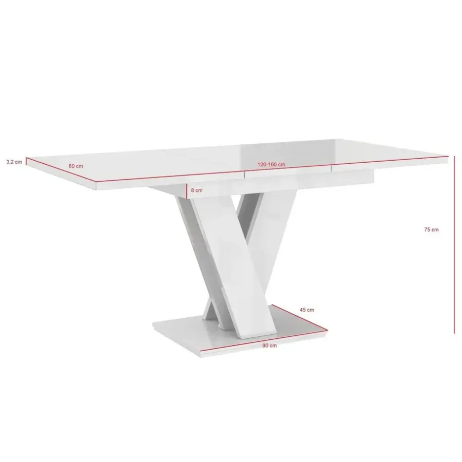 Meubella - Eetkamertafel Moris - Wit - Betonlook - 160 cm - Uitschuifbaar