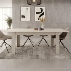 Rechthoekige Eettafels|Houten Eettafels-Meubella - Eetkamertafel Uverta - Beige - 220 cm - Uitschuifbaar