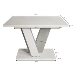 Meubella - Eetkamertafel Velluto - Eiken - Zwart - 160 cm - Uitschuifbaar