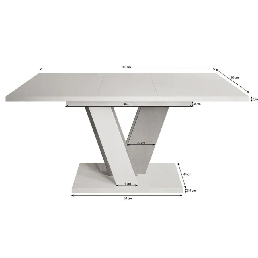 Meubella - Eetkamertafel Velluto - Eiken - Zwart - 160 cm - Uitschuifbaar