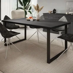 Rechthoekige Eettafels|Industriële Eettafels-Meubella - Eetkamertafel Vince - Zwart eiken - 180 cm