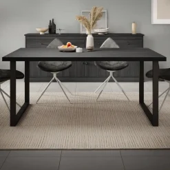 Rechthoekige Eettafels|Industriële Eettafels-Meubella - Eetkamertafel Vince - Zwart eiken - 180 cm