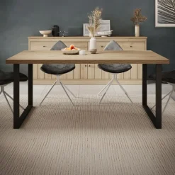 Rechthoekige Eettafels|Industriële Eettafels-Meubella - Eetkamertafel Vince - Eiken - 180 cm