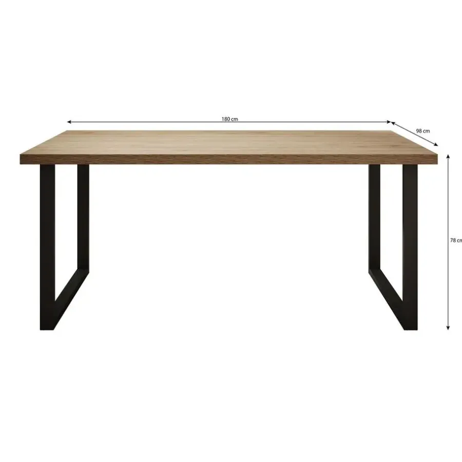 Rechthoekige Eettafels|Industriële Eettafels-Meubella - Eetkamertafel Vince - Eiken - 180 cm