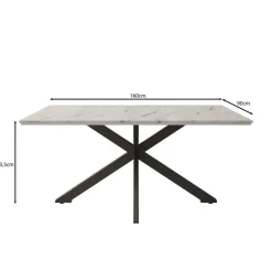 Industriële Eettafels-Meubella - Eetkamertafel Wabe - Zwart marmerlook - 160 cm