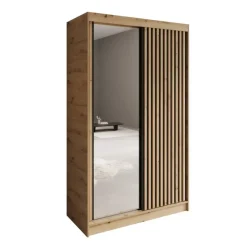 Meubella - Elles - Kledingkast met schuifdeuren - Eiken - 120x60x204 cm