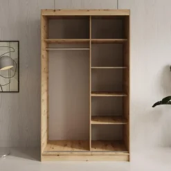 Meubella - Elles - Kledingkast met schuifdeuren - Eiken - 120x60x204 cm