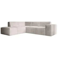 Meubella - Hoekbank Monet - Beige - Ribstof - Links