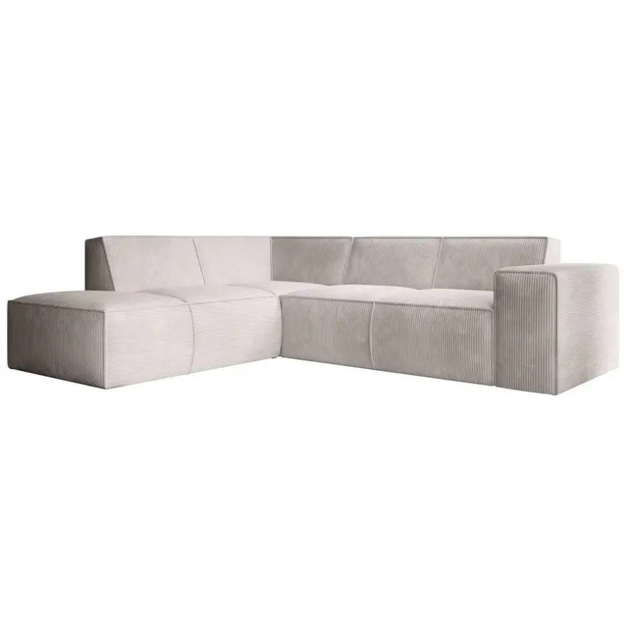 Meubella - Hoekbank Monet - Beige - Ribstof - Links