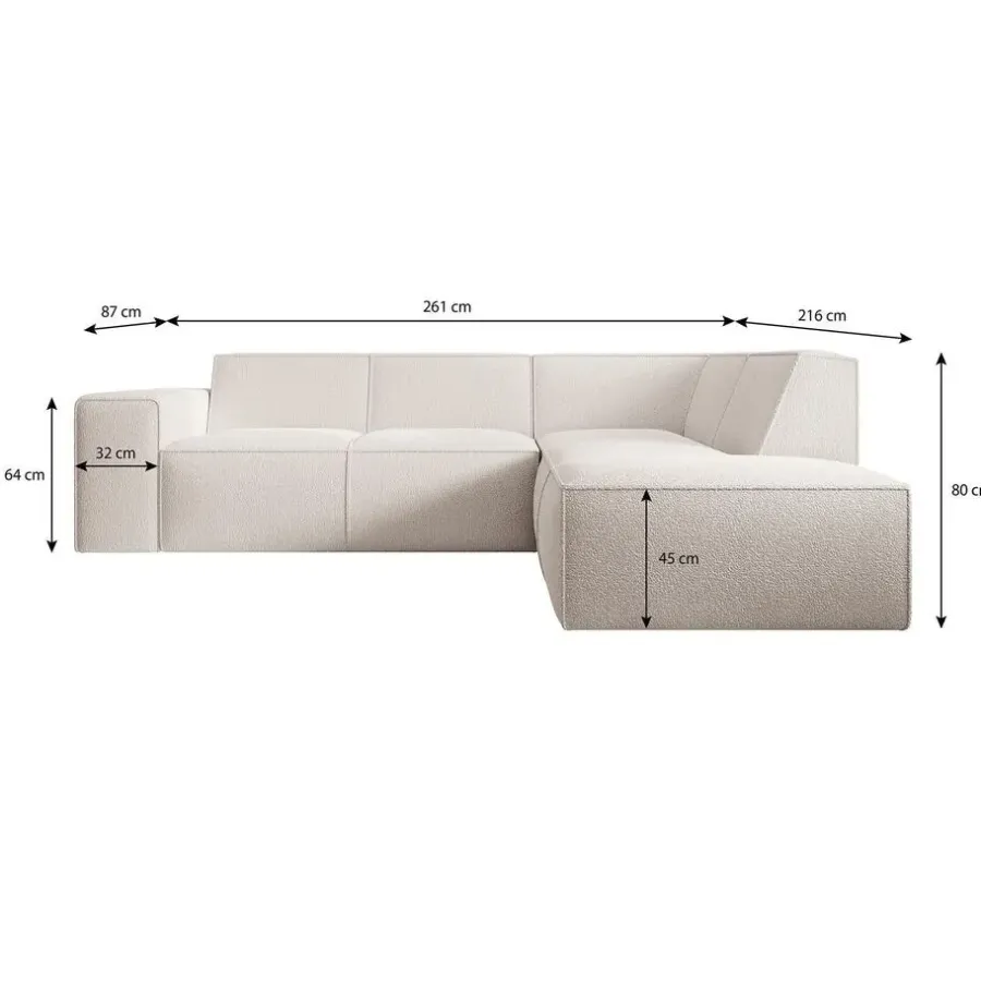 Hoekbanken-Meubella - Hoekbank Monet - Beige - Teddystof - Boucle - Rechts