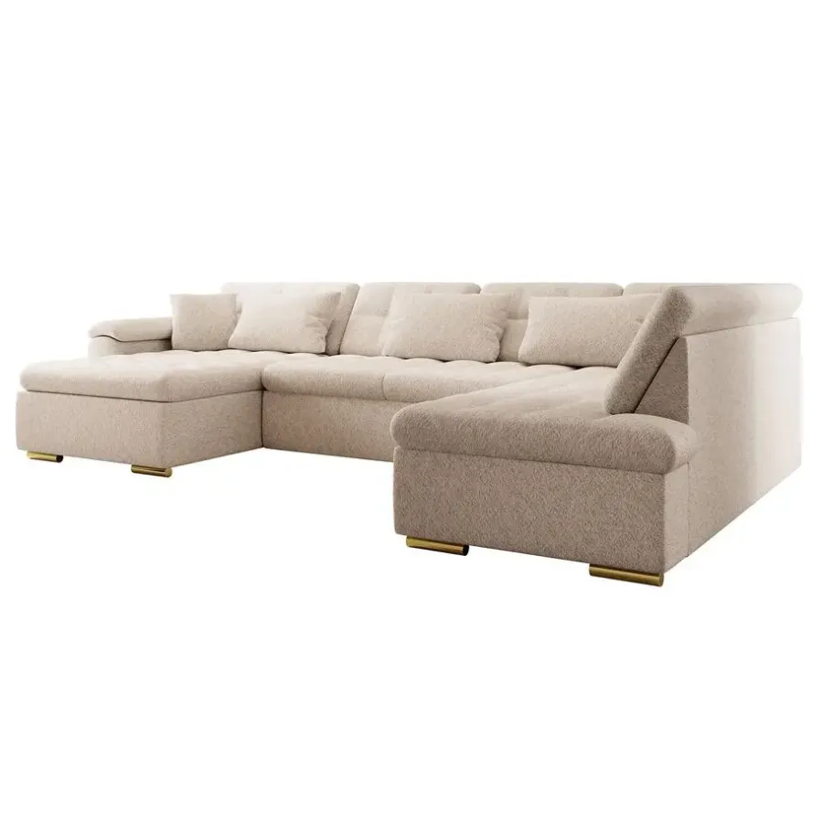 Hoekbanken-Meubella - Hoekbank Nicoreta - Beige - Teddy Boucle - Links