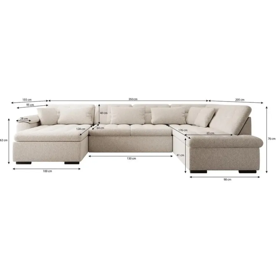Hoekbanken-Meubella - Hoekbank Nicoreta - Beige - Teddy Boucle - Links