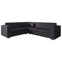 Meubella - Hoekbank Santana - Zwart - Leer - Links