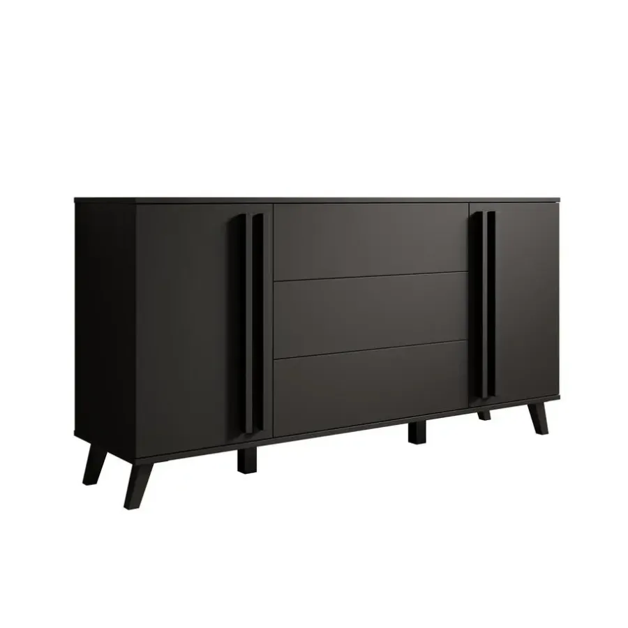 Dressoirs-Meubella - Hydra - Dressoir - Zwart - 150x40x78 cm