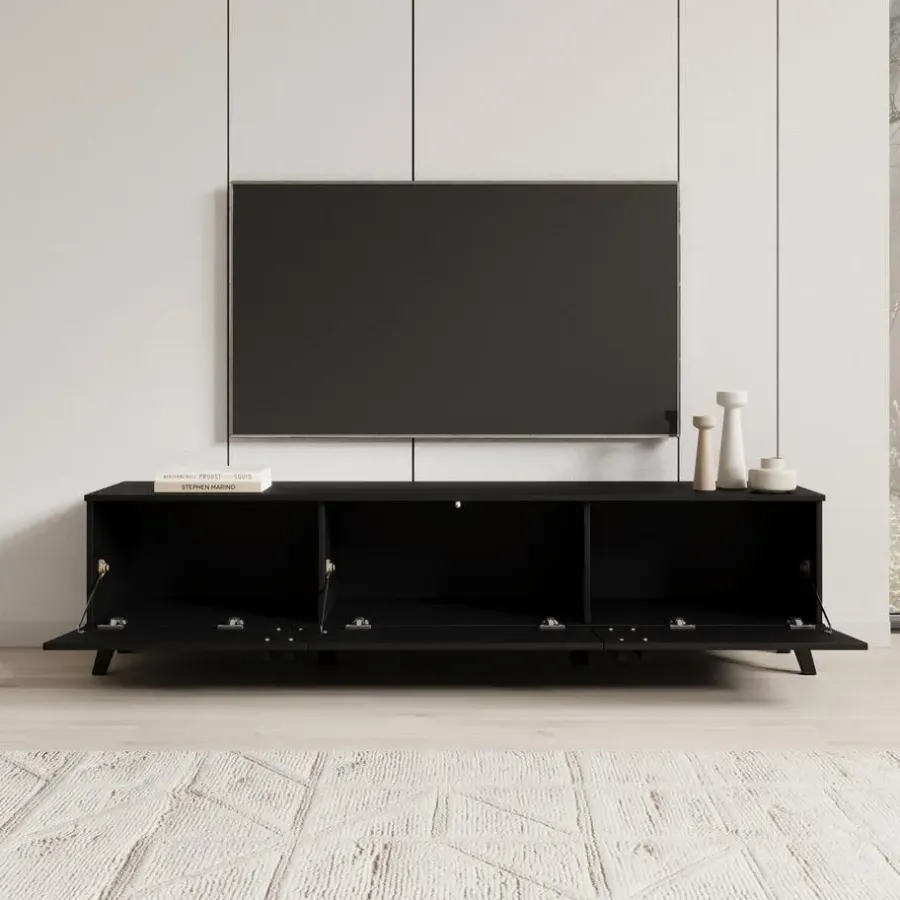 Tv Meubels-Meubella - Hydra - TV-Meubel - Zwart - 180 cm