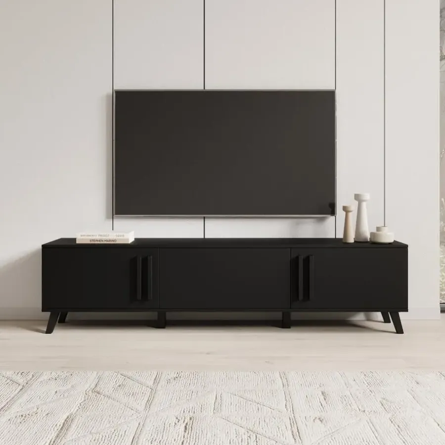 Tv Meubels-Meubella - Hydra - TV-Meubel - Zwart - 180 cm