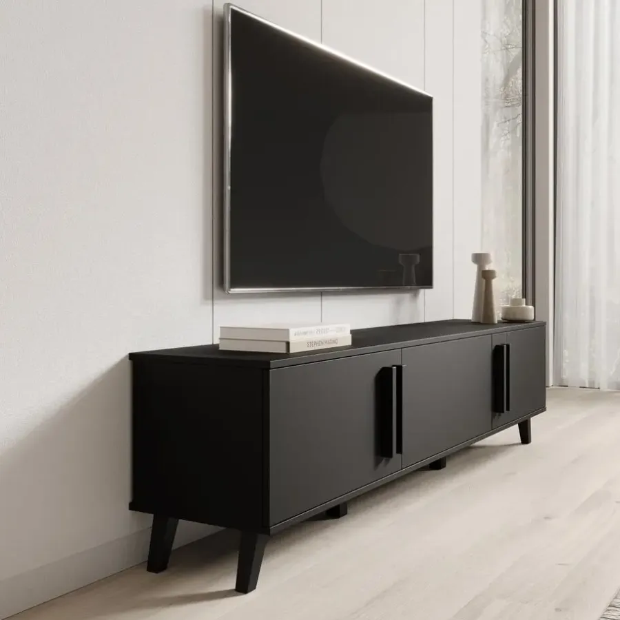 Tv Meubels-Meubella - Hydra - TV-Meubel - Zwart - 180 cm