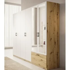 Meubella - Kledingkast Audrey - Wit - 270 cm - Met spiegel