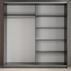 Schuifdeurkasten-Meubella - Kledingkast Azrael - Grijs - 200 cm