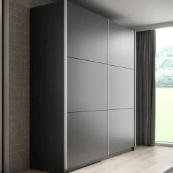 Schuifdeurkasten-Meubella - Kledingkast Azrael - Grijs - 200 cm