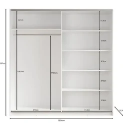 Schuifdeurkasten-Meubella - Kledingkast Azrael - Grijs - 200 cm