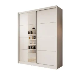 Meubella - Kledingkast Azul - Wit - 180 cm - Met spiegel