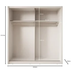 Schuifdeurkasten-Meubella - Kledingkast Azul - Beige - 205 cm - Met spiegel