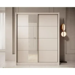 Meubella - Kledingkast Azul - Beige - 180 cm - Met spiegel