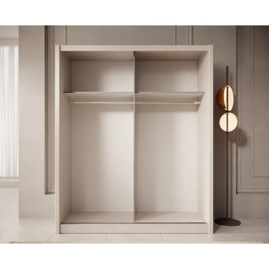Meubella - Kledingkast Azul - Beige - 180 cm - Met spiegel