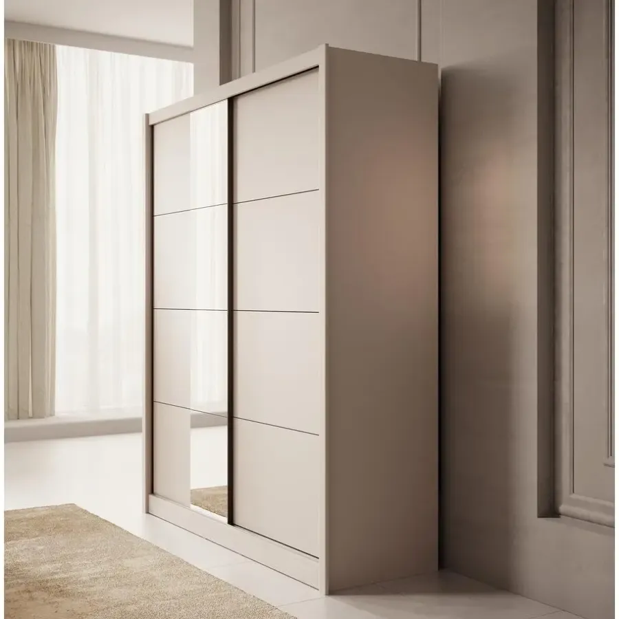 Meubella - Kledingkast Azul - Beige - 180 cm - Met spiegel