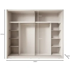 Meubella - Kledingkast Azul - Beige - 251 cm - Met spiegel