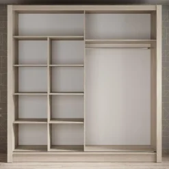 Schuifdeurkasten-Meubella - Kledingkast Bazarre - Eiken - 205 cm - Met spiegel