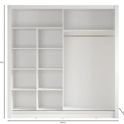 Schuifdeurkasten-Meubella - Kledingkast Bazarre - Eiken - 205 cm - Met spiegel