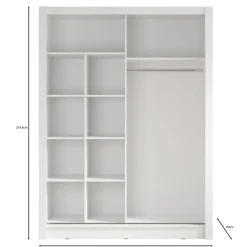 Schuifdeurkasten-Meubella - Kledingkast Bazarre - Wit - 155 cm - Met spiegel