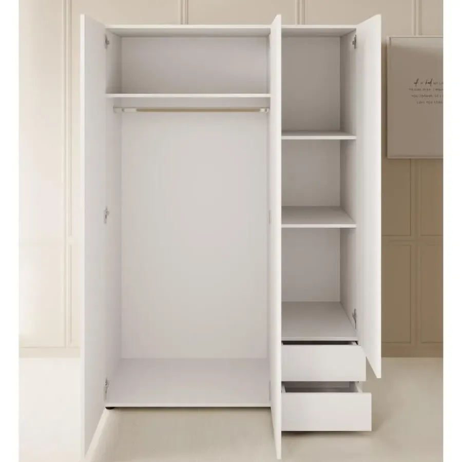 Kledingkasten|Kledingkasten-Meubella - Kledingkast Bellini - Wit - 120 cm