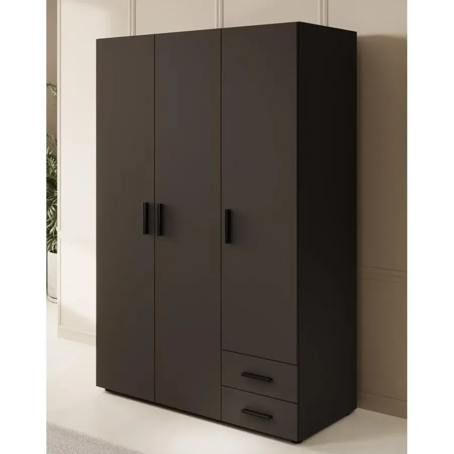 Draaideurkasten-Meubella - Kledingkast Bellini - Antraciet - 120 cm