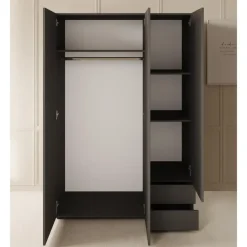 Draaideurkasten-Meubella - Kledingkast Bellini - Antraciet - 120 cm