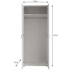 Kledingkasten|Kledingkasten-Meubella - Kledingkast Bernd - Wit - 74 cm