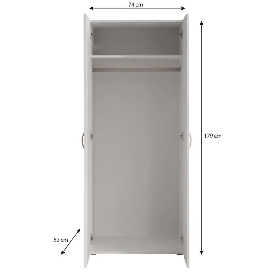 Kledingkasten|Kledingkasten-Meubella - Kledingkast Bernd - Wit - 74 cm