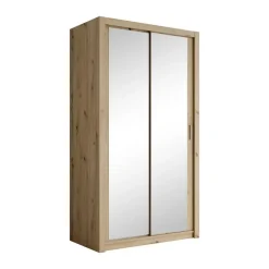 Meubella - Kledingkast Blake - Eiken - 120 cm - Met spiegel