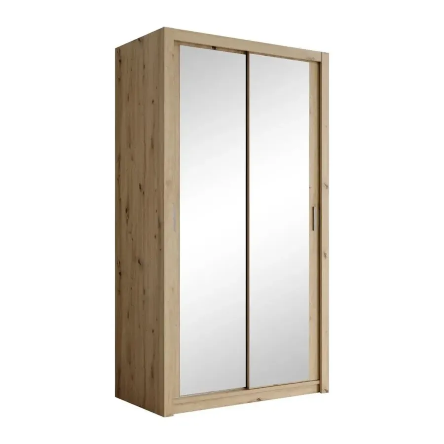 Meubella - Kledingkast Blake - Eiken - 120 cm - Met spiegel