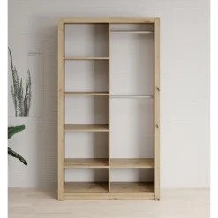 Meubella - Kledingkast Blake - Eiken - 120 cm - Met spiegel
