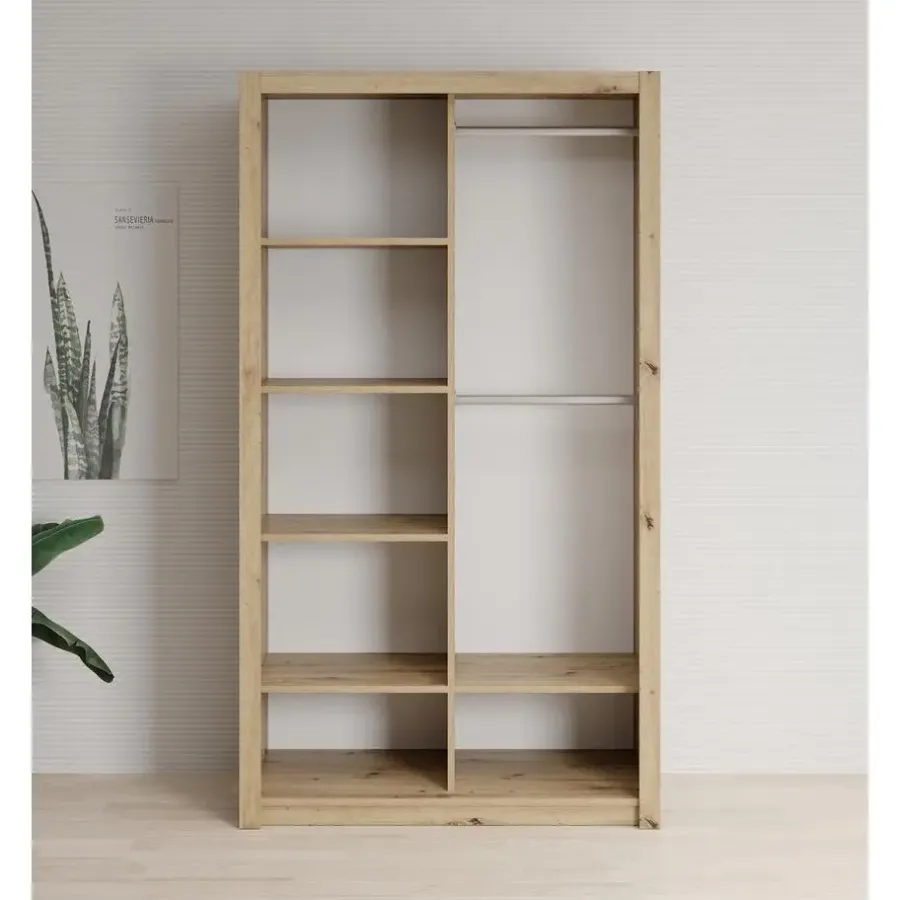 Meubella - Kledingkast Blake - Eiken - 120 cm - Met spiegel
