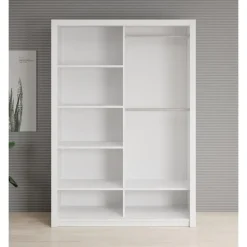 Schuifdeurkasten-Meubella - Kledingkast Blake - Wit - 150 cm - Met spiegel