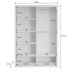 Schuifdeurkasten-Meubella - Kledingkast Blake - Wit - 150 cm - Met spiegel