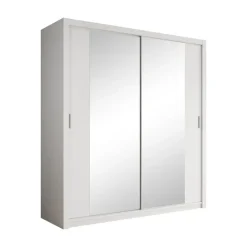 Meubella - Kledingkast Blake - Wit - 200 cm - Met spiegel