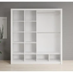 Meubella - Kledingkast Blake - Wit - 200 cm - Met spiegel