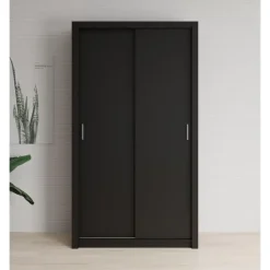 Schuifdeurkasten-Meubella - Kledingkast Blake - Mat Zwart - 120 cm