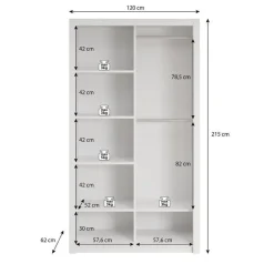 Schuifdeurkasten-Meubella - Kledingkast Blake - Mat Zwart - 120 cm